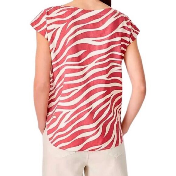 Ann Taylor Boatneck Zebra Print Top in Pale Red/Cream Women’s M - Picture 6 of 9